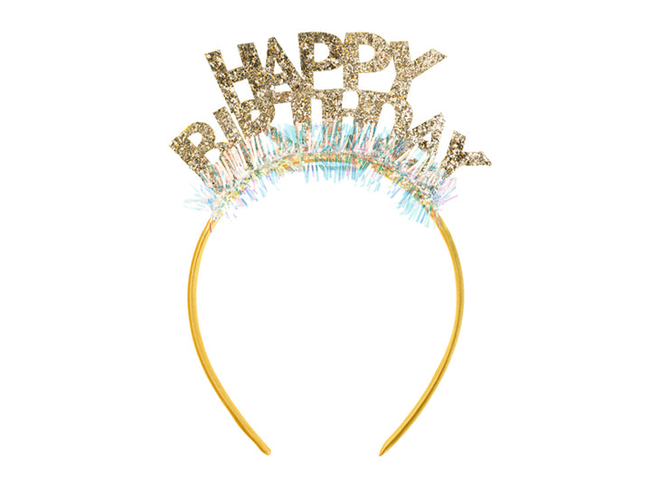 Diadema Dorada Vuelo Happy Birthday