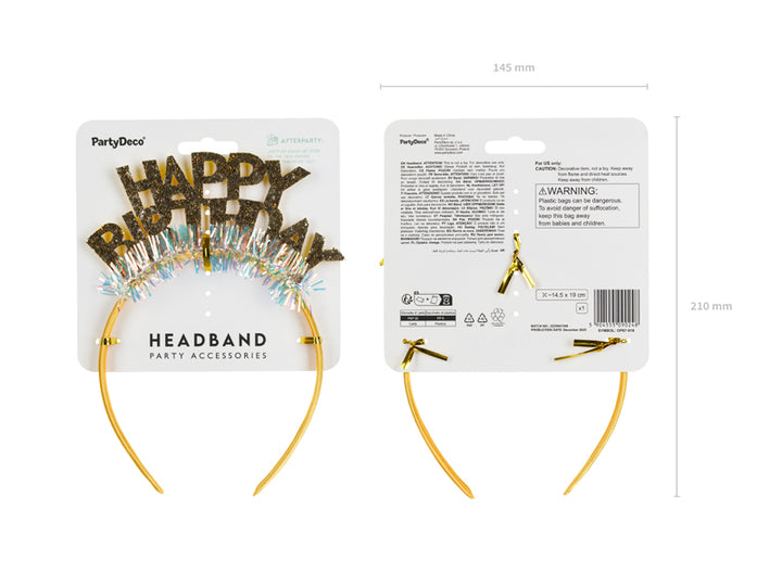 Diadema Dorada Vuelo Happy Birthday