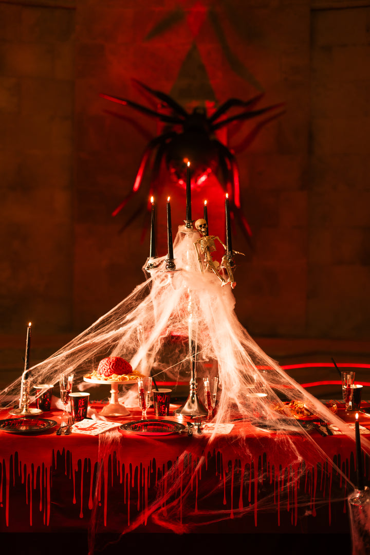 Tela de Araña Halloween Blanca  con Arañas 200gr