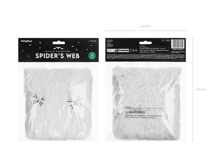 Tela de Araña Halloween Blanca  con Arañas 200gr