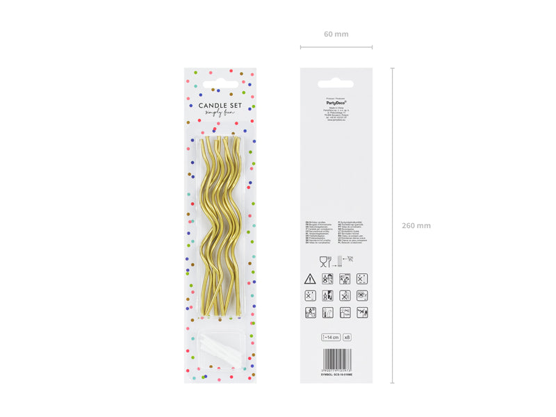 Vela Curl Dorada  8 Uds