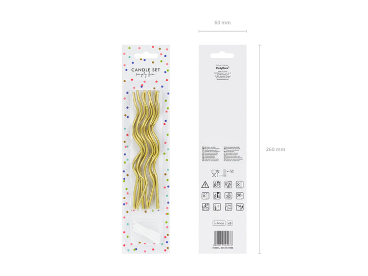 Vela Curl Dorada  8 Uds