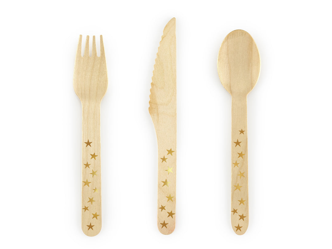 Set de cubiertos eco "Estrella" de madera 18 Pz