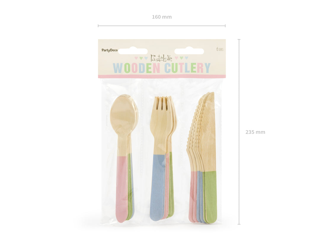 Set de cubiertos "Eco mix" de madera 18 Pz