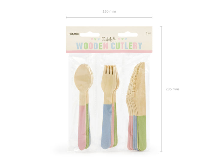 Set de cubiertos "Eco mix" de madera 18 Pz