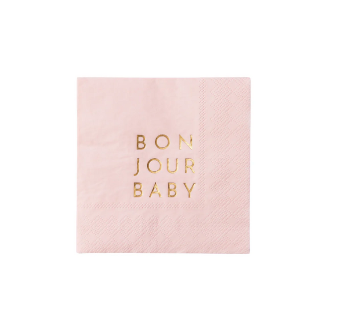 Servilleta coctel “BONJOUR BABY” Rosa Pétalo, 20 Uds
