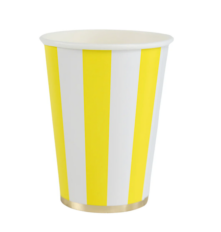 Vaso a Rayas Cabana Amarillo, 8 Uds