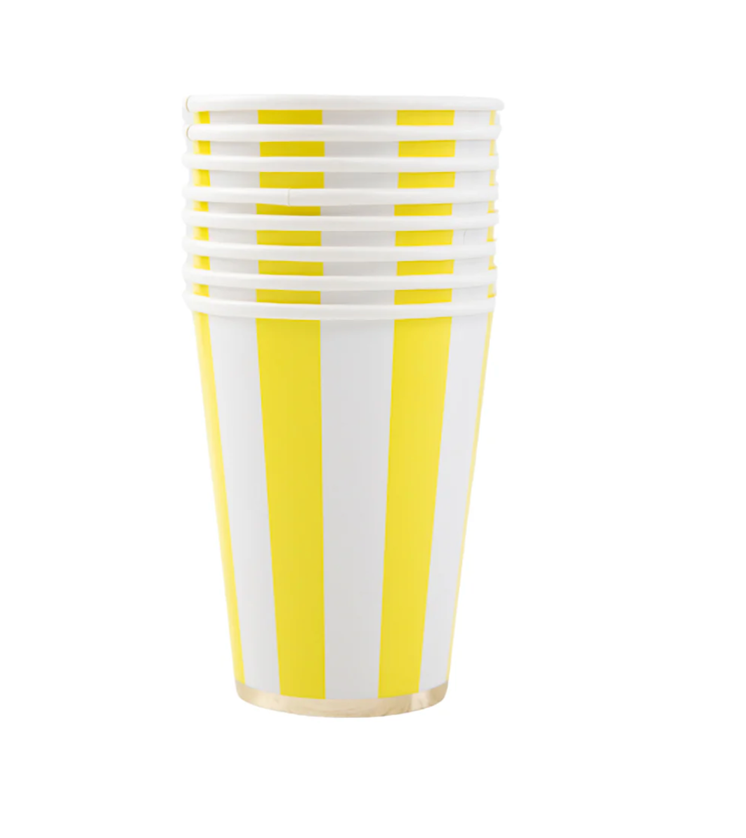 Vaso a Rayas Cabana Amarillo, 8 Uds