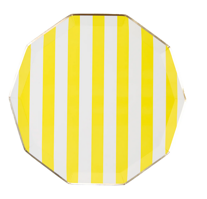 Plato Grande a Rayas Cabana Amarillo, 8 Uds