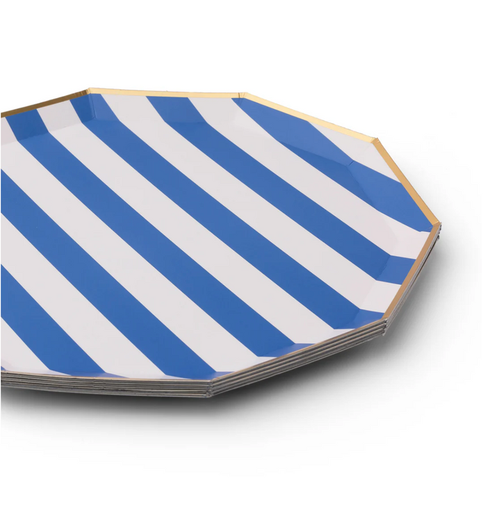 Plato a Rayas Cabana Azul