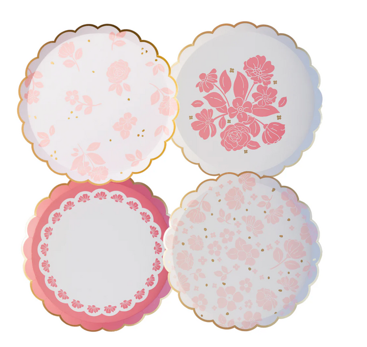 Plato Floral Rosa Pétalo, 8 Uds