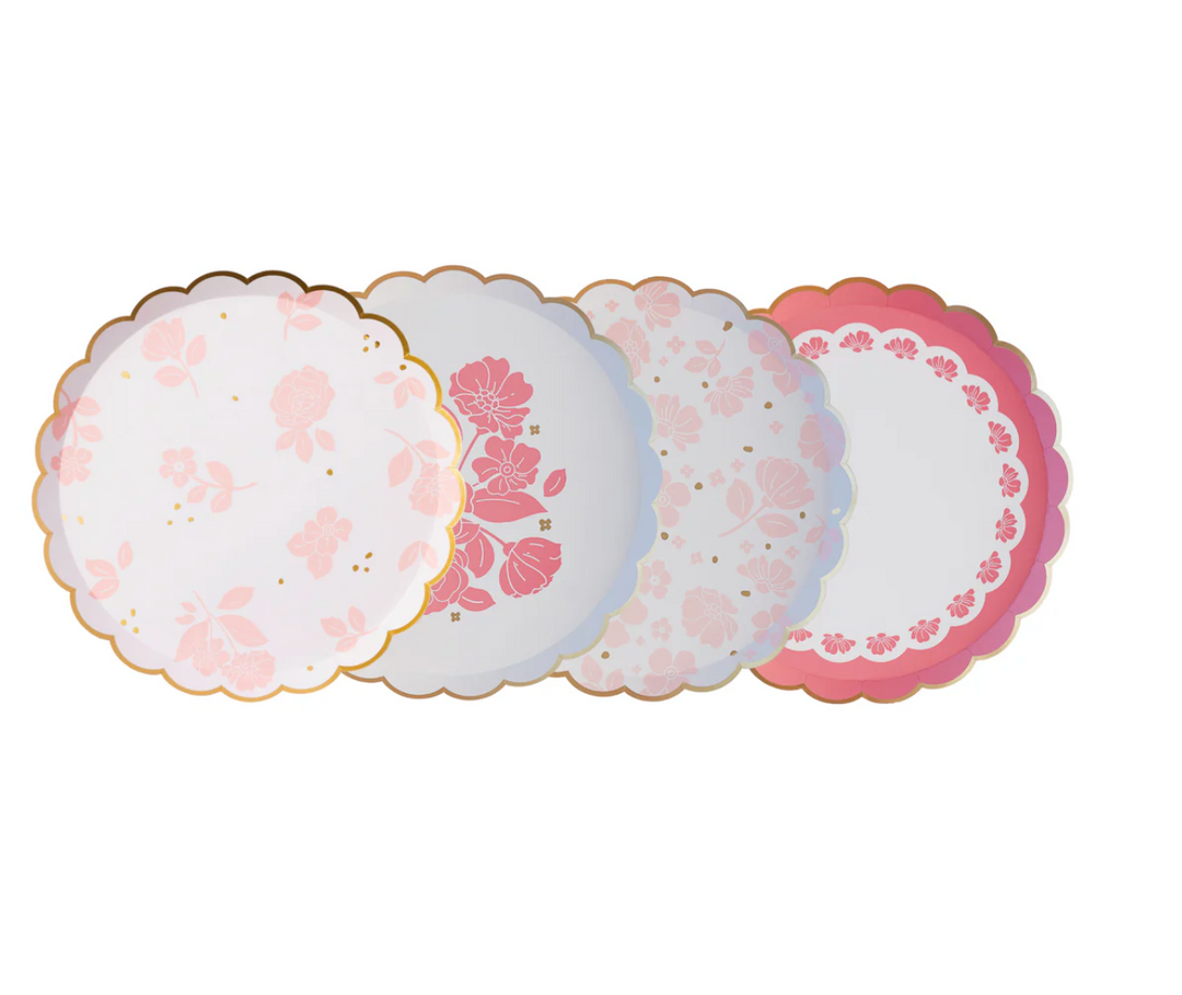 Plato Floral Rosa Pétalo, 8 Uds