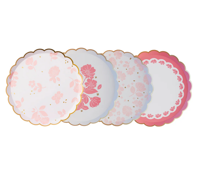 Plato Floral Rosa Pétalo, 8 Uds