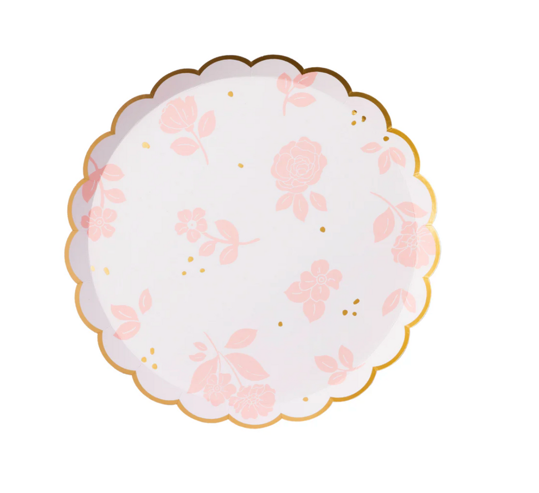Plato Floral Rosa Pétalo, 8 Uds