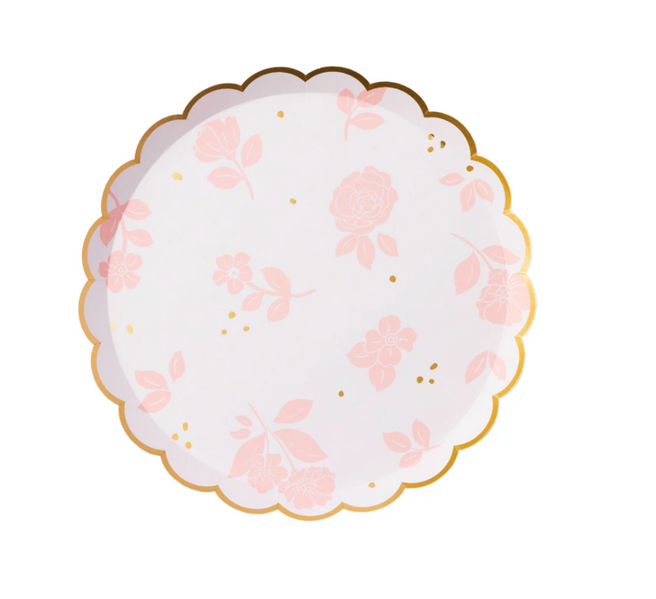 Plato Floral Rosa Pétalo, 8 Uds