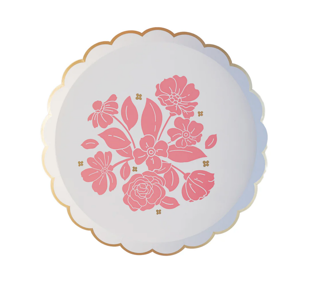 Plato Floral Rosa Pétalo, 8 Uds