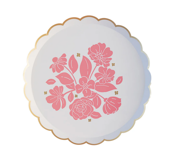 Plato Floral Rosa Pétalo, 8 Uds