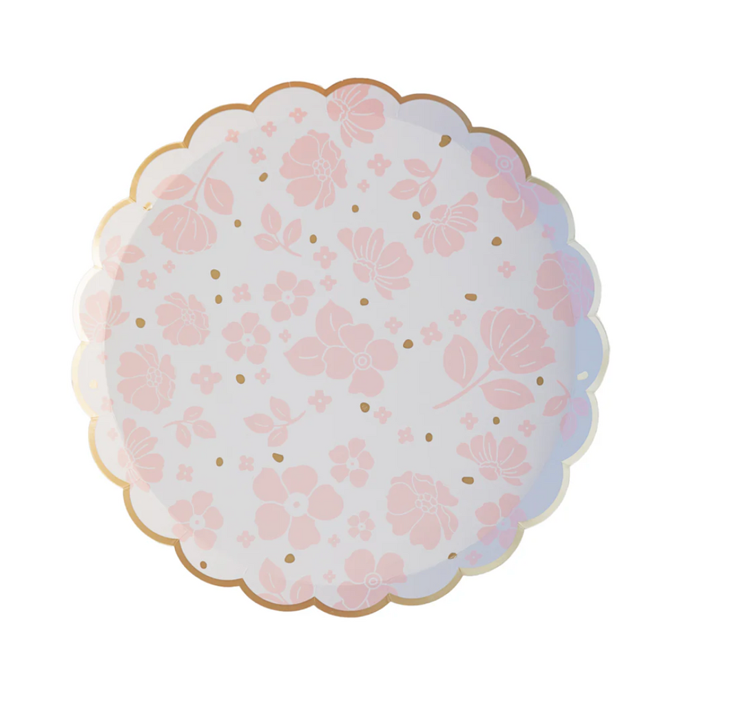 Plato Floral Rosa Pétalo, 8 Uds