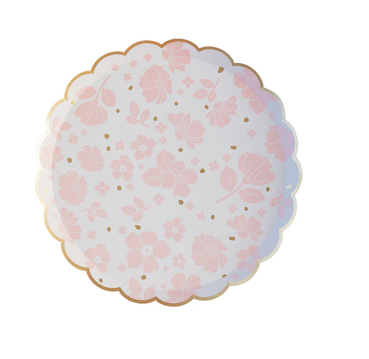 Plato Floral Rosa Pétalo, 8 Uds