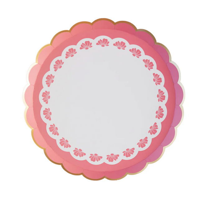Plato Floral Rosa Pétalo, 8 Uds