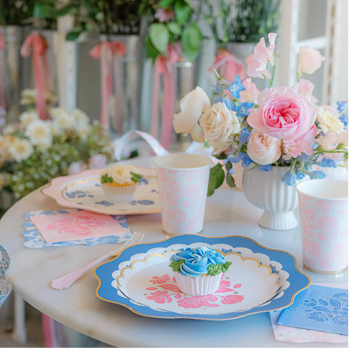 Plato Floral Rosa Pétalo, 8 Uds