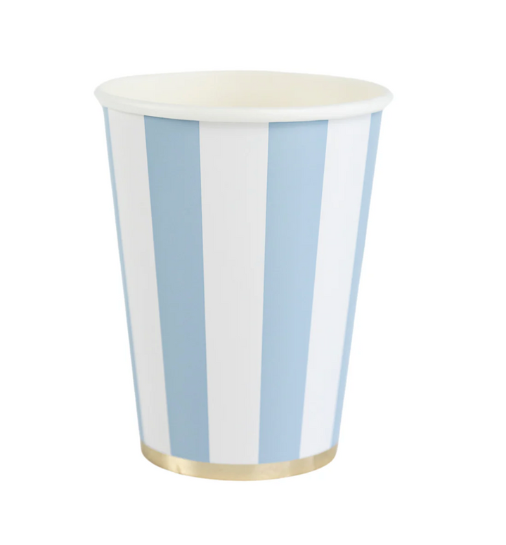 Vaso a Rayas Azul Celeste, 8 Uds