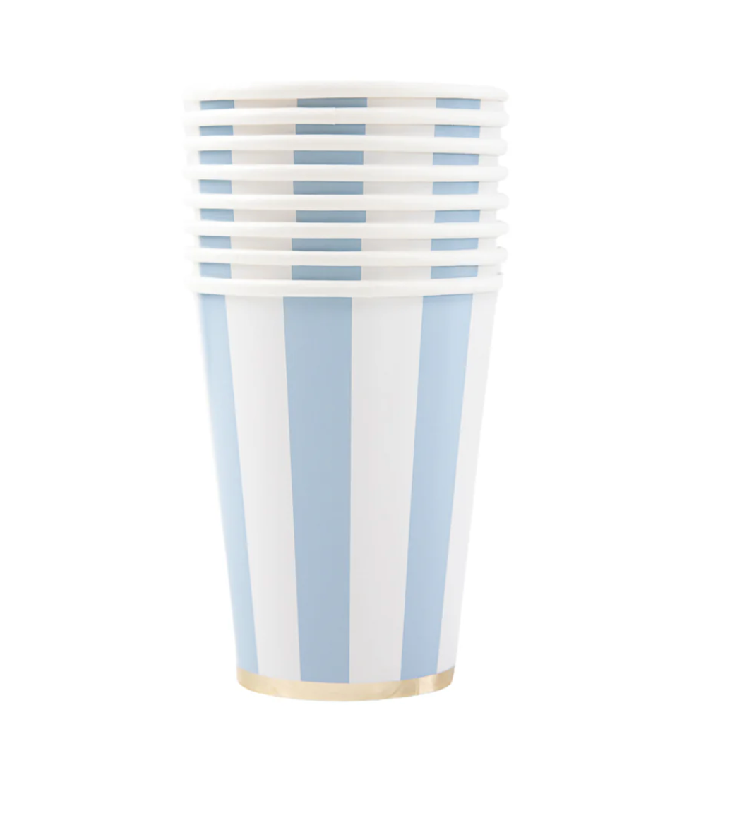 Vaso a Rayas Azul Celeste, 8 Uds