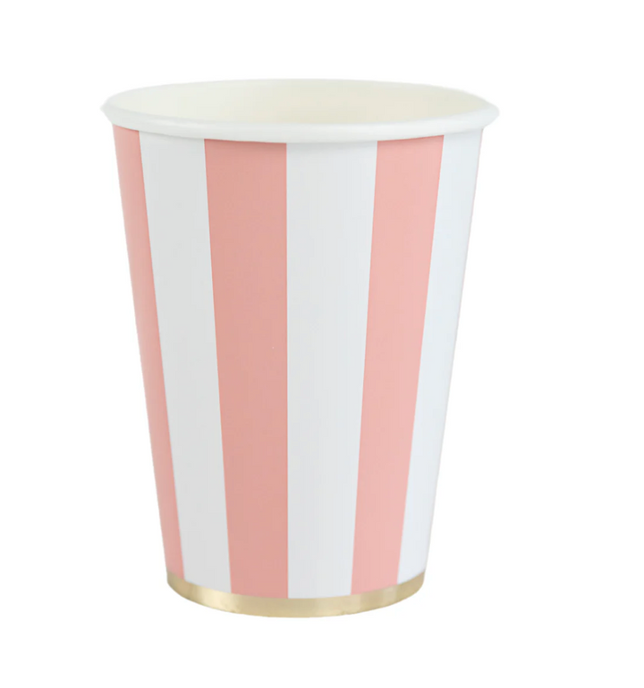 Vaso a Rayas Cabana Rosa Pétalo, 8 Uds