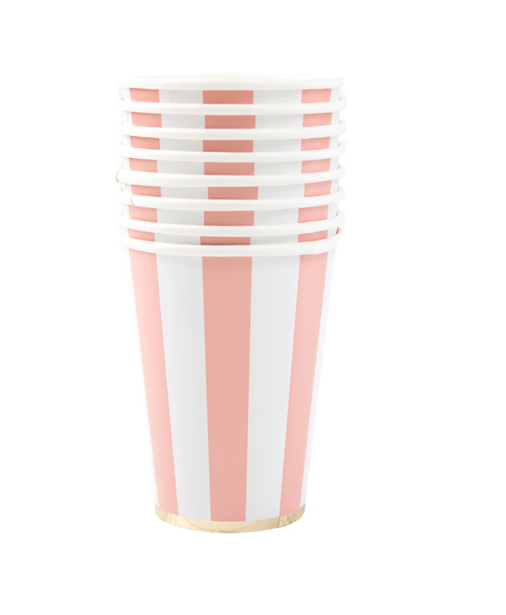 Vaso a Rayas Cabana Rosa Pétalo, 8 Uds