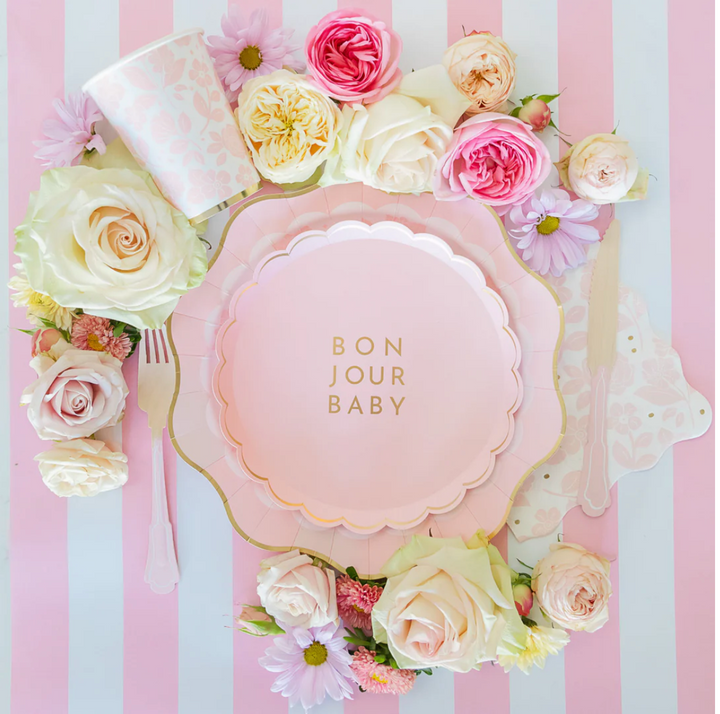 Plato "BONJOUR BABY" Rosa pétalo, 8 Uds