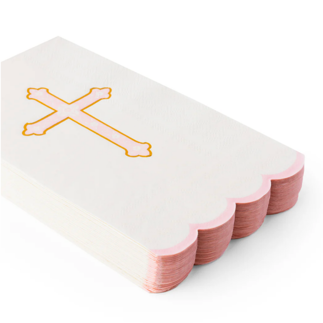 Servilleta Invitado Festoneada Cruz Rosa Pétalo 20 Uds