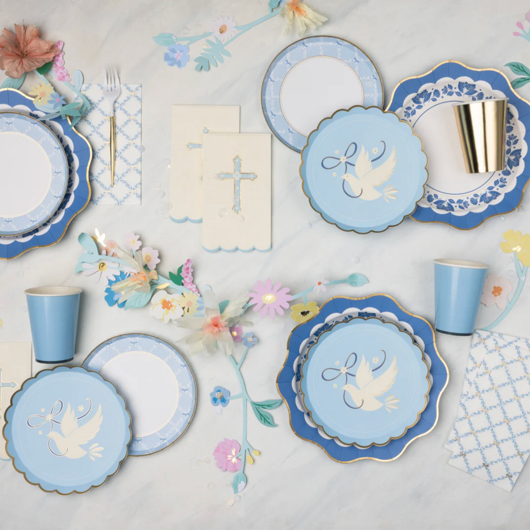 Servilleta Invitado Festoneada Cruz Azul 20 Uds