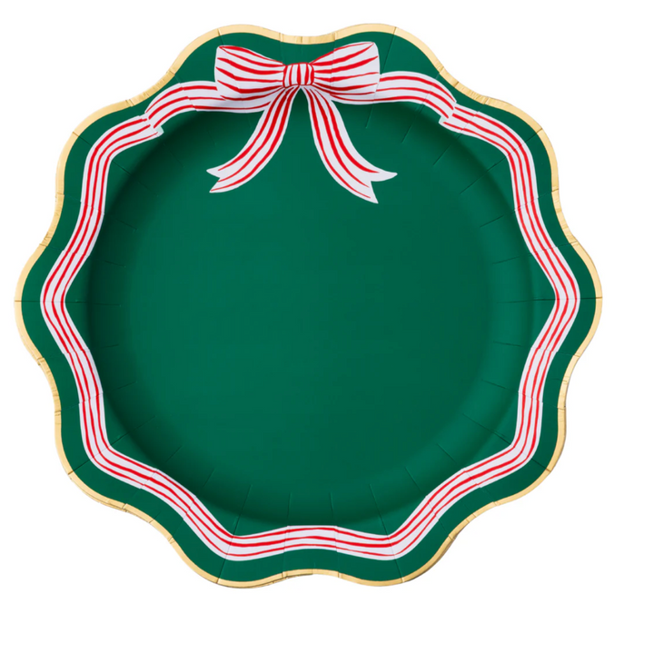 Plato Elegante Grande Lazo Verde Menta