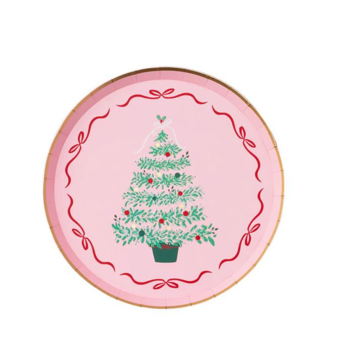 Platos de postre Árbol de Navidad Rosa