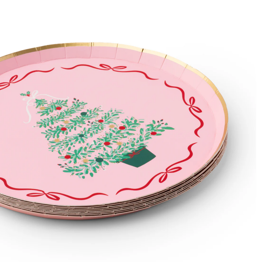 Platos de postre Árbol de Navidad Rosa