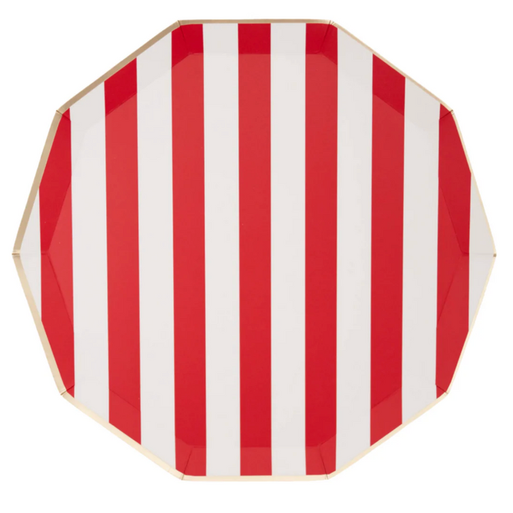 Plato Grande Cabana a rayas Rojo Cereza