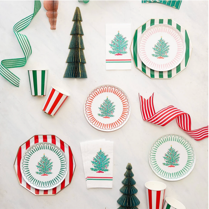 Plato Grande Cabana a rayas Rojo Cereza