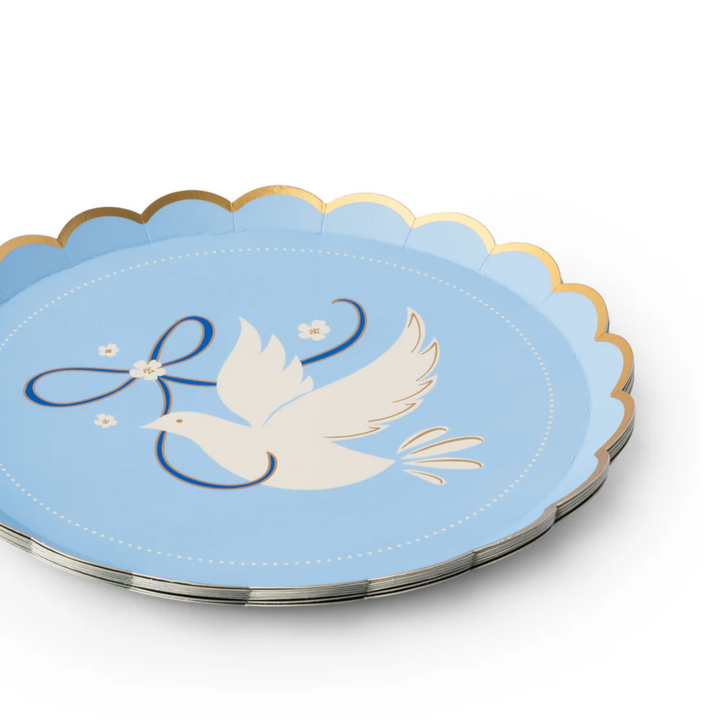 Plato Postre Azul Celeste Paloma