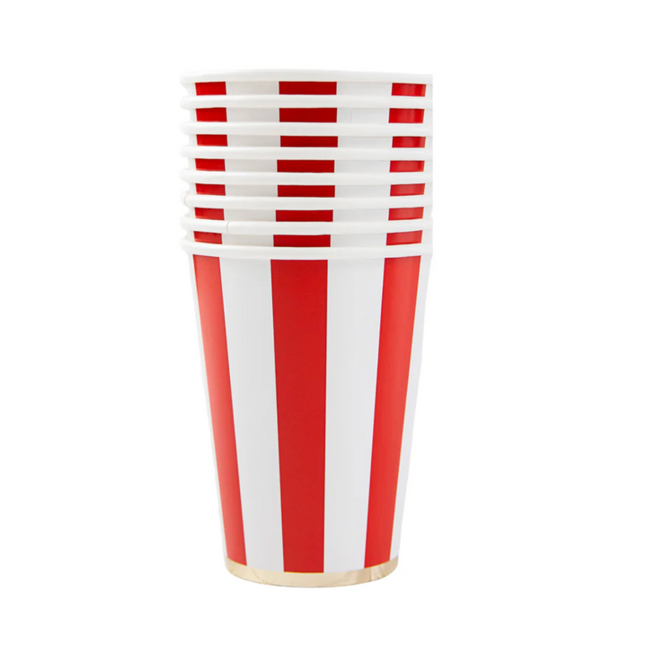 Vaso a rayas Cabana Rojo Cereza