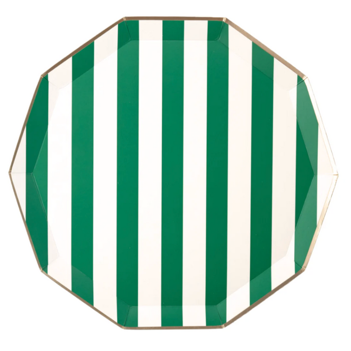 Plato Grande a Rayas Cabana Verde Esmeralda