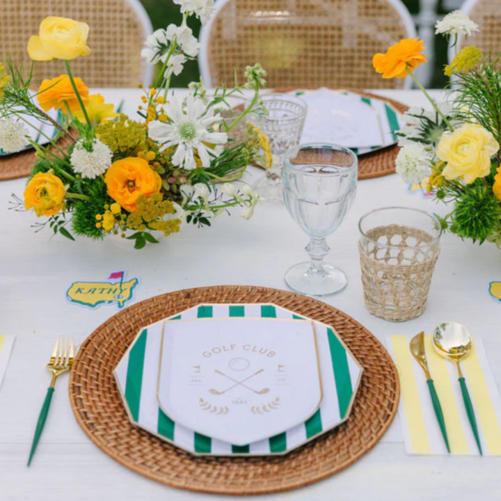 Plato Grande a Rayas Cabana Verde Esmeralda