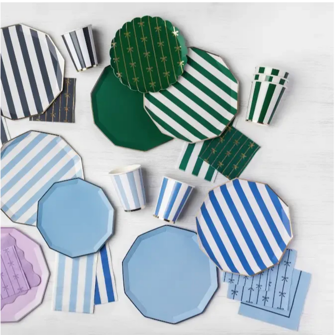 Plato Grande a Rayas Cabana Verde Esmeralda