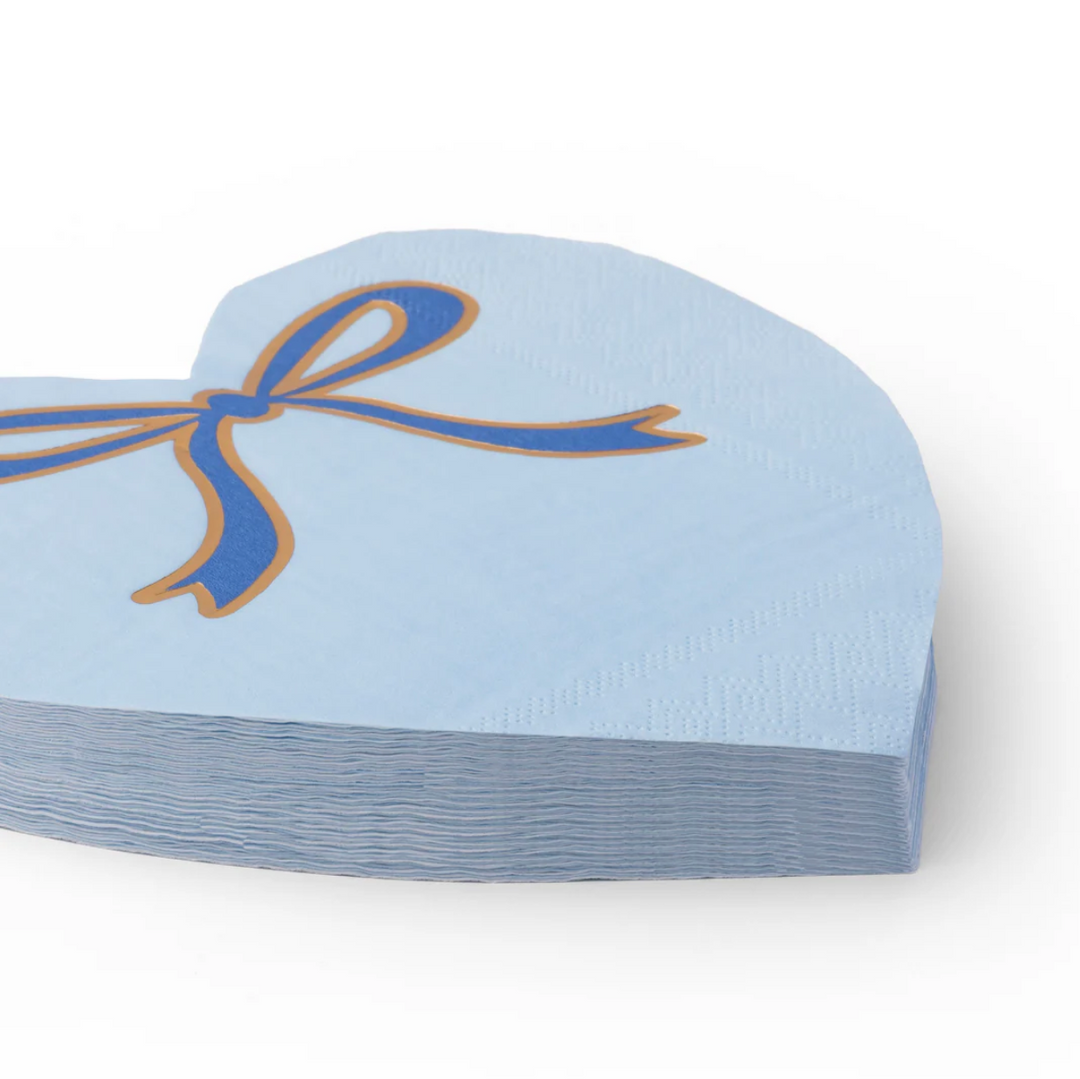 Servilleta Azul Bow Heart, 20 Uds