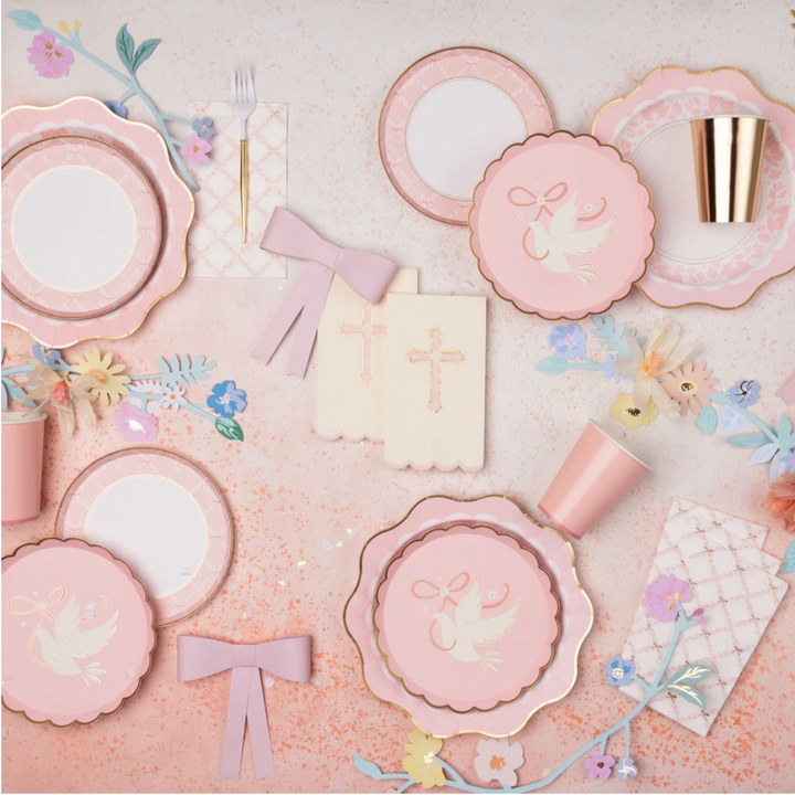 Plato Grande Floral Rosa Pétalo