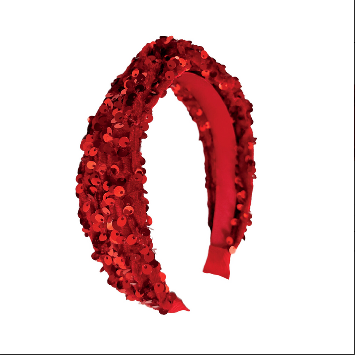 Diadema de Terciopelo de Lentejuelas Roja