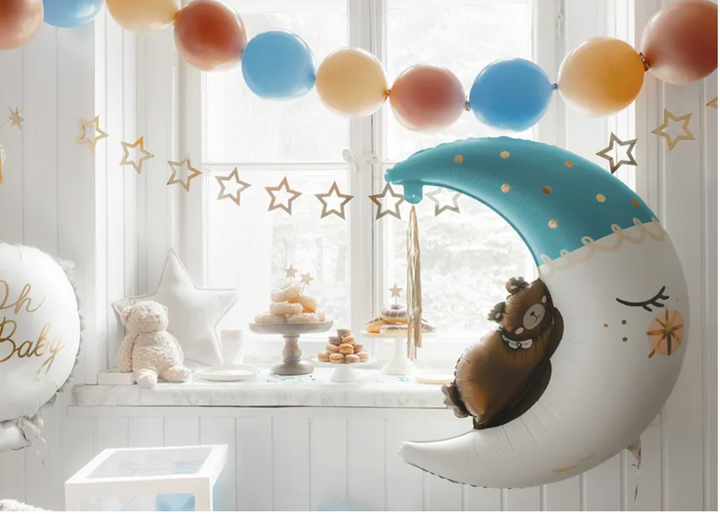 Globo Foil Luna y Osito con Tassel Azul XL