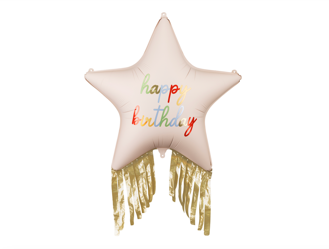 Globo Foil Estrella con Flecos Happy Bday 72cm