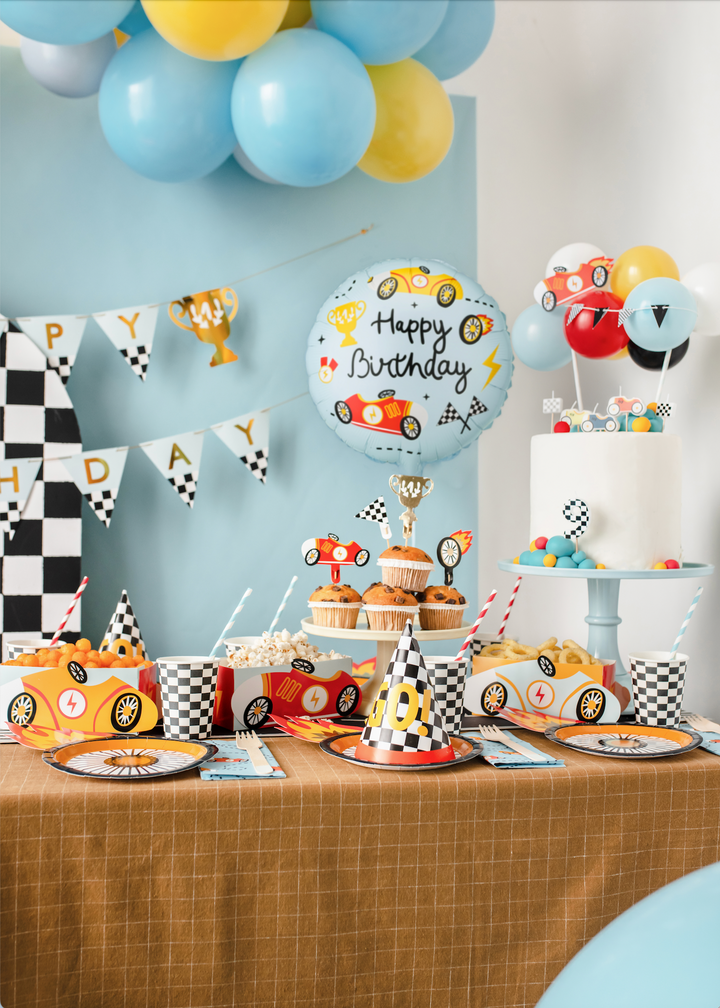 Globo Foil Happy Birthday Coches 45cm