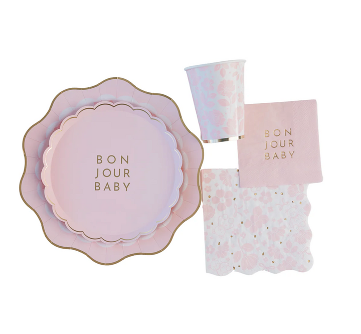 Plato "BONJOUR BABY" Rosa pétalo, 8 Uds