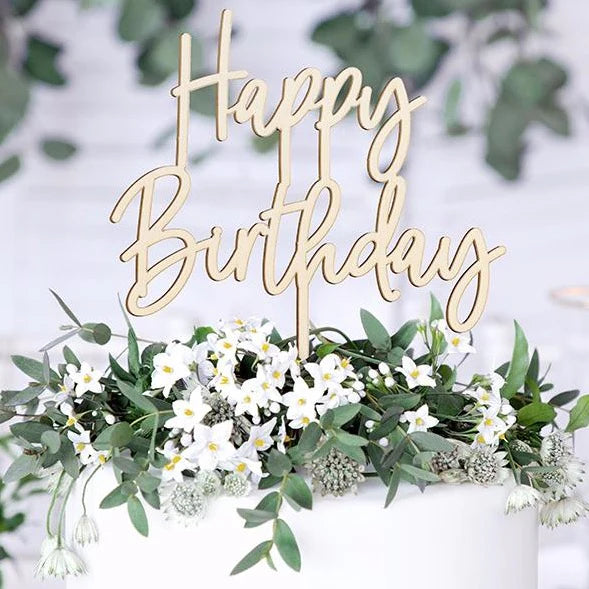 Topper Madera Happy Birthday